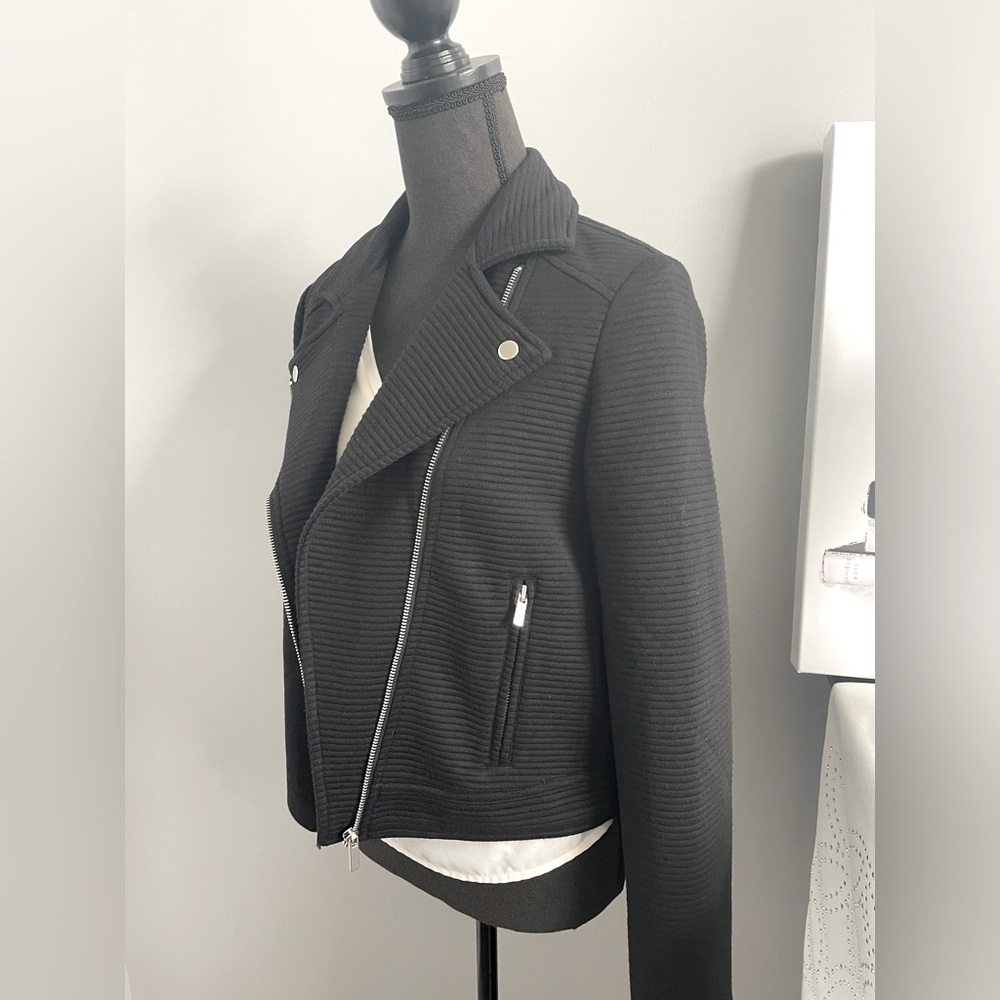 Black Ribbed Moto Jacket NWT - Picture 2 of 6